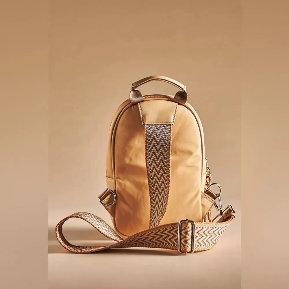 Anthropologie x Urban Originals Convertible Sling Backpack Tan Aztec Boho Chic